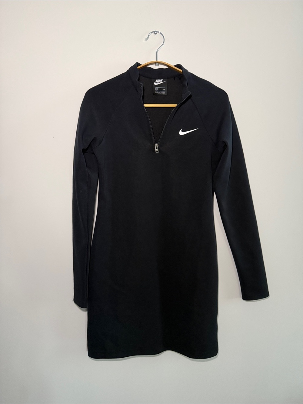 NWOT Nike Black Long-Sleeve Quarter-Zip Pullover Dress